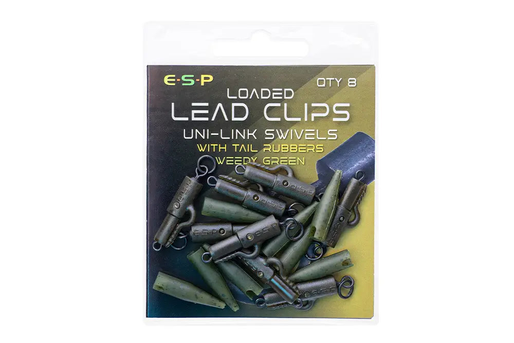 E.S.P - Loaded Lead Clips Uni-Link Swivels ( WEED GREEN )