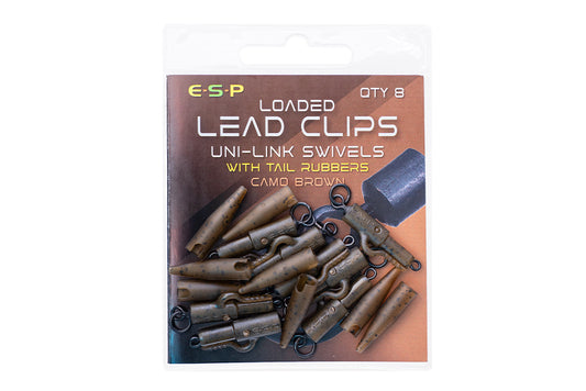 E.S.P - Loaded Lead Clips Uni-Link Swivels ( CAMO BROWN )