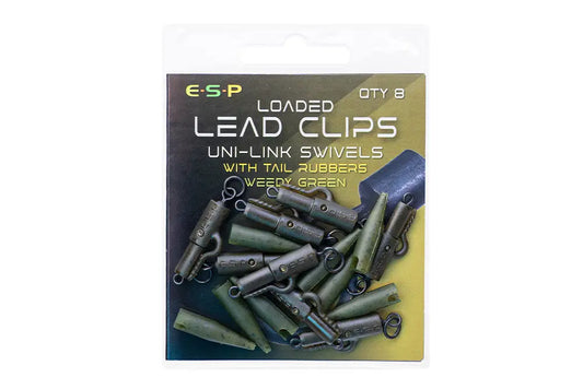E.S.P - Loaded Lead Clips Uni-Link Swivels ( WEED GREEN )