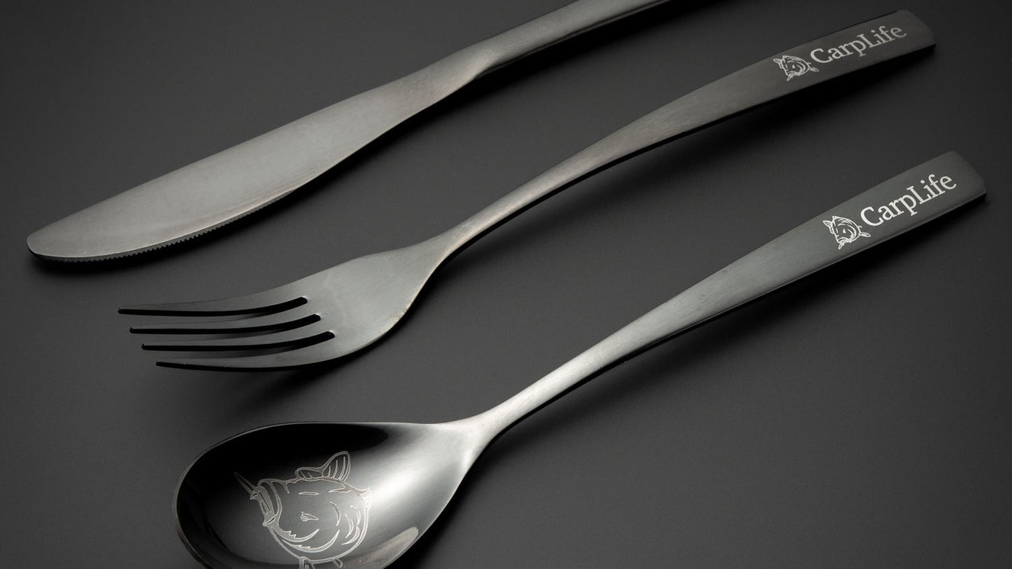 Carp Life - Black Etched Stainless Steel Cutlery Set