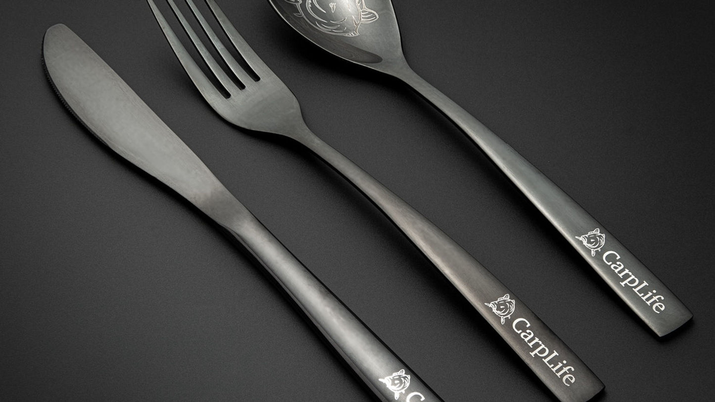 Carp Life - Black Etched Stainless Steel Cutlery Set