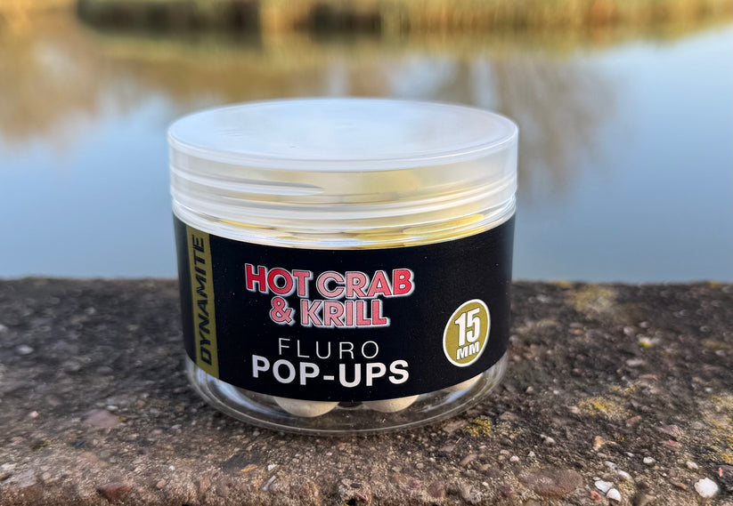 Dynamite - Hot Crab & Krill Fluro Pop Ups 15mm