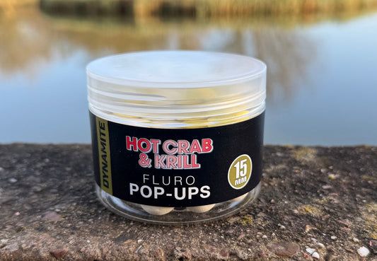 Dynamite - Hot Crab & Krill Fluro Pop Ups 15mm