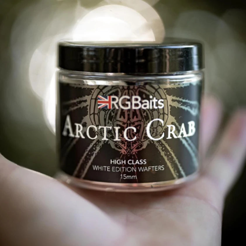 RG Baits - Arctic Crab ‘High Class’ White Edition 15mm Wafters + Booster