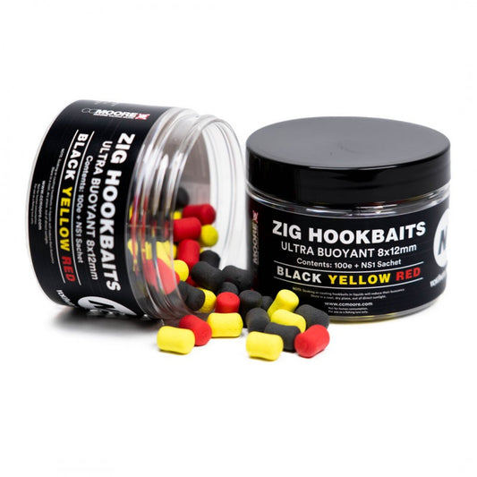 CCMOORE - NS1 Zig Hookbaits 8x12mm Black/yellow/red