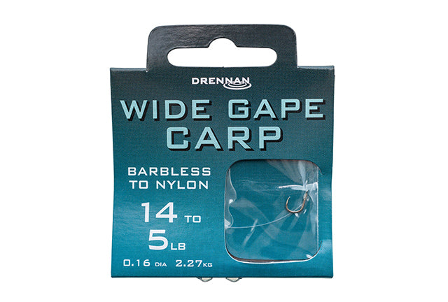 Drennan - Wide Gape Carp Barbless to Nylon
