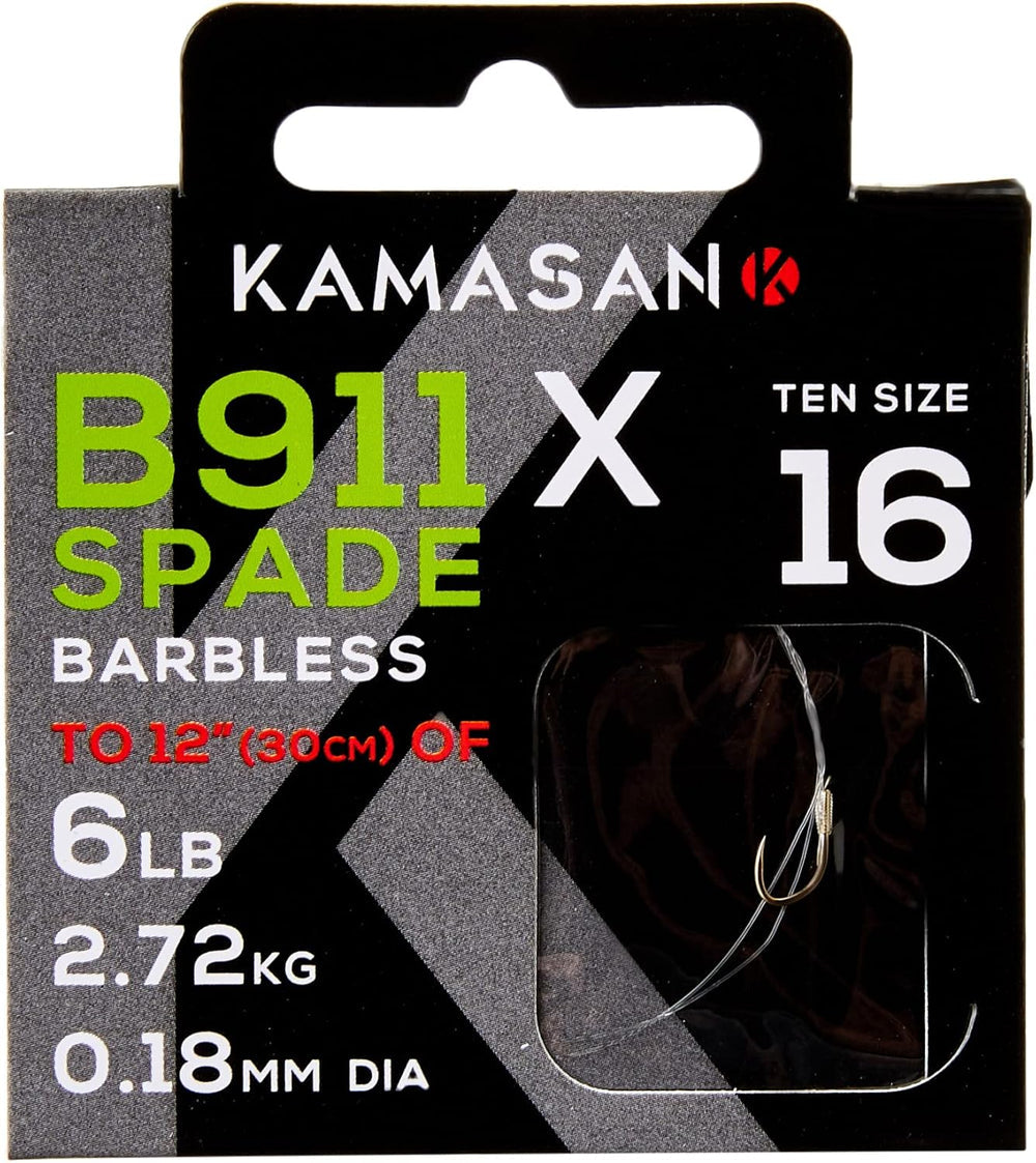 Kamasan - B911 X Spade Barbless Hooks to Nylon