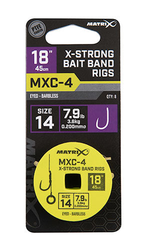Matrix - MXC-4 X-Strong Bait Band Rigs 45cm/18ins